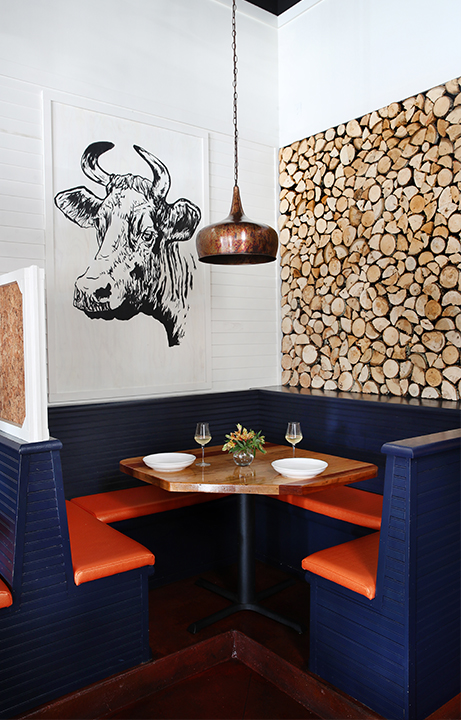 Pyre Provisions, Restaurant Design, Corner Booth