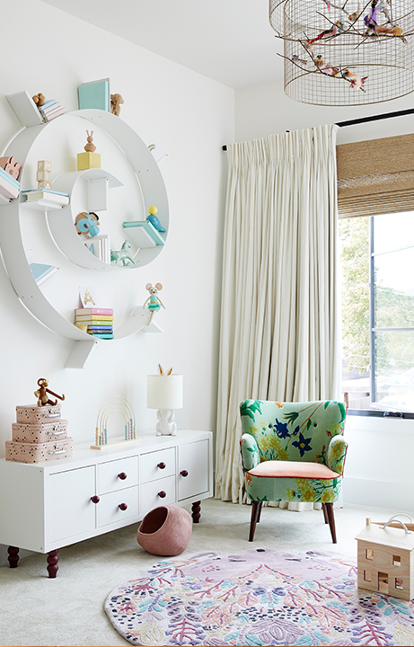 Children's Menagerie Bedroom, Swirl Bookcase, Home Design for Kids - Valerie Legras Atelier