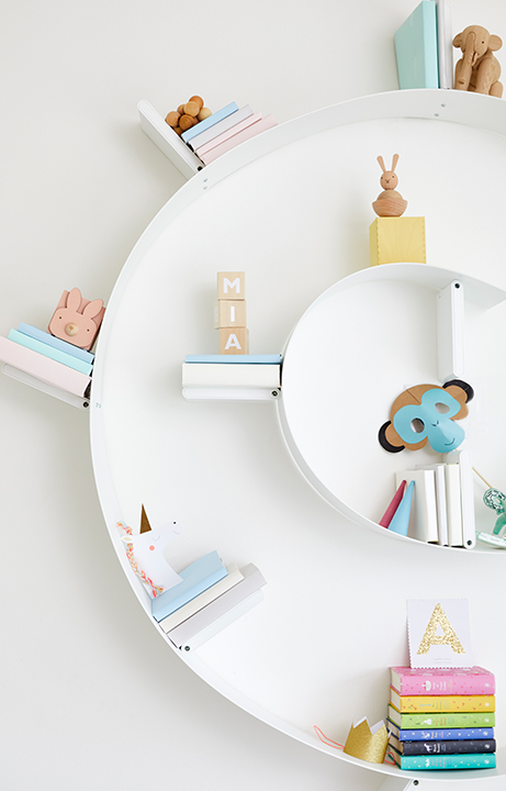 Children's Menagerie Bedroom, Swirl Bookcase Detail, Home Design for Kids - Valerie Legras Atelier